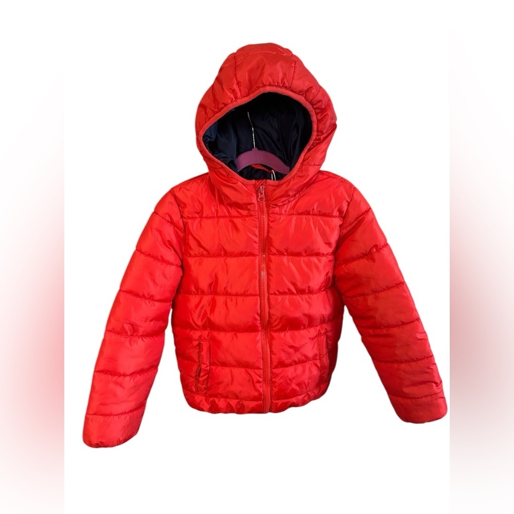 Sinsay Red Hooded Puffer Jacket Lightweight Winter Coat Girls 7-8 128 CM